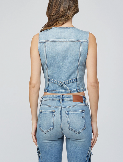 Light Wash Fitted Denim Vest
