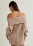 Off Shoulder Cable Sweater Top