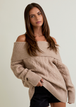 Off Shoulder Cable Sweater Top
