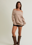 Off Shoulder Cable Sweater Top