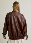 Faux Leather Oversize Bomber Jacket