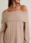 Off Shoulder Cable Sweater Top