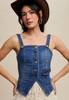 Denim Button-Up Corset Vest