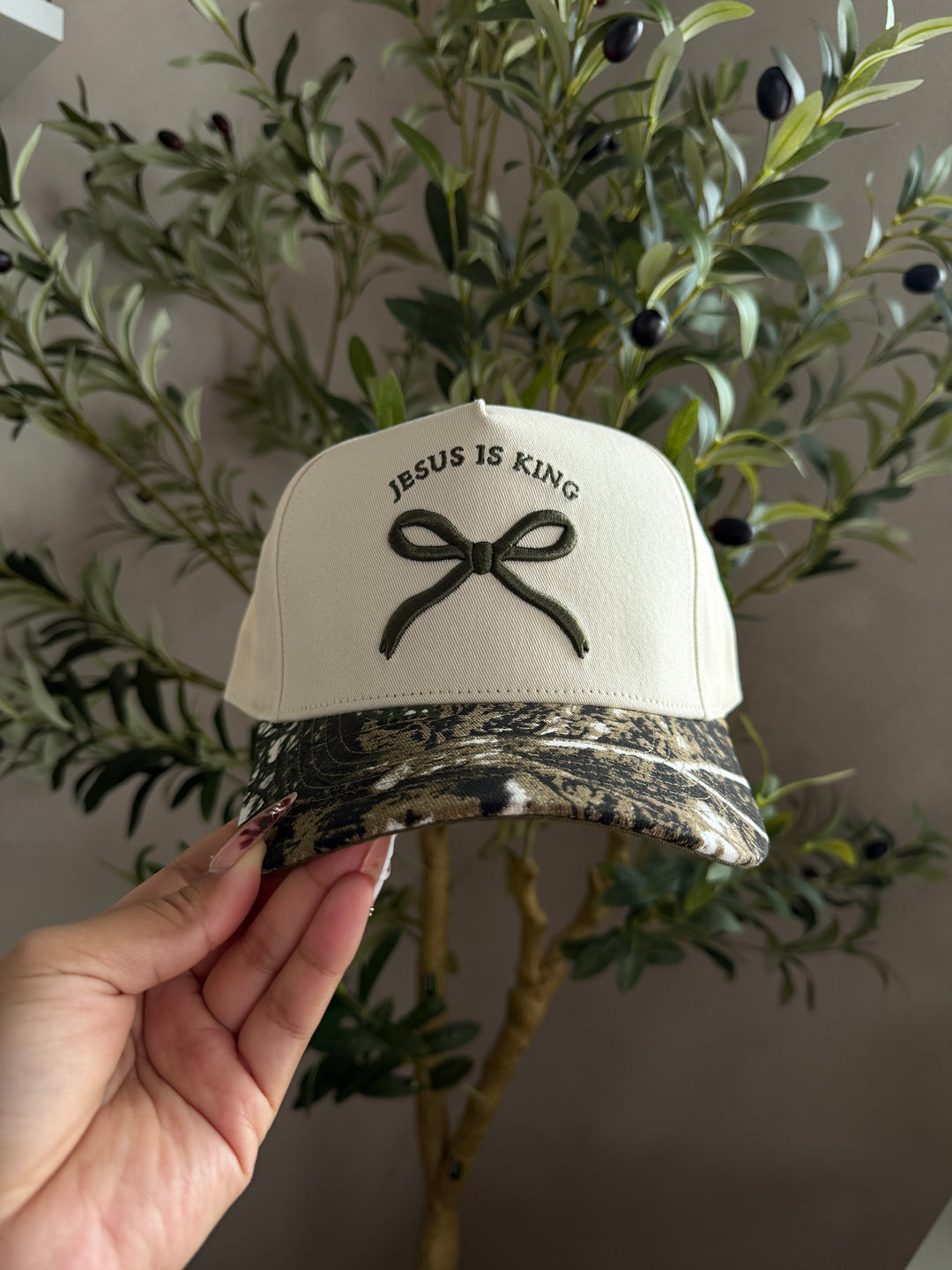 Jesus Is King Camo Trucker