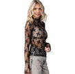 Lace Long Sleeve See Through Top