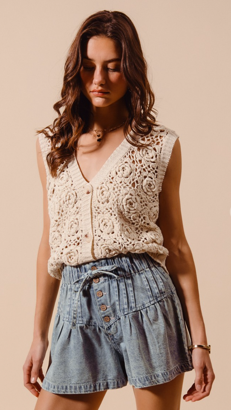 Shorts vaqueros acampanados 