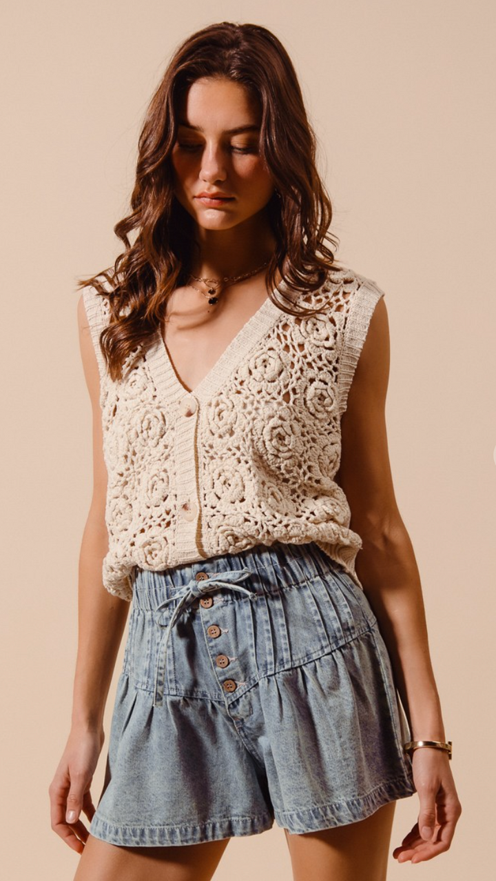 Shorts vaqueros acampanados 