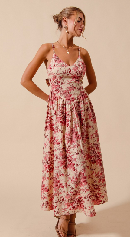 Floral Woven V Neck