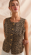 Leopard Denim Vest