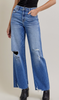 Medium Dark Distressed Stretch Dad Jean