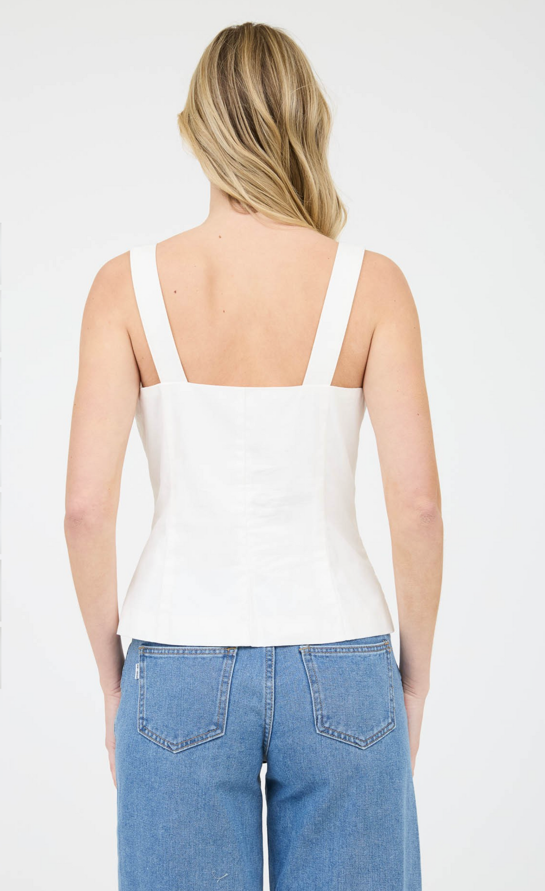 Square Neck Sleeveless Button Down Blouse