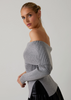 Off Shoulder Long Sleeve Ribbed Top