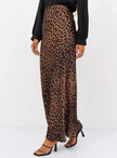 Satin Leopard Print High-Waisted Skirt
