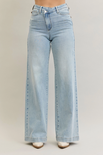 High Waist Retro Wide Criss-Cross