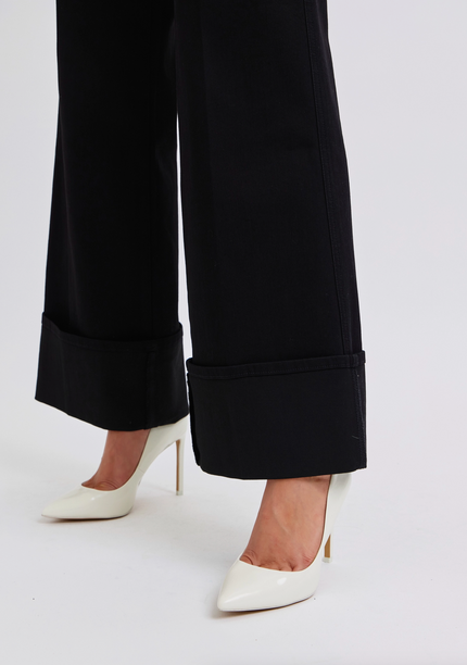 High Waisted Retro Wide Cuffed Leg