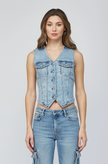 Light Wash Fitted Denim Vest
