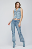 Light Wash Fitted Denim Vest