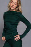 Long Sleeve Draped Top & Waist Band Flare Pants Set
