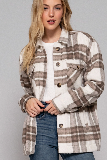 Inside Faux Fur Brushed Plaid Jacket