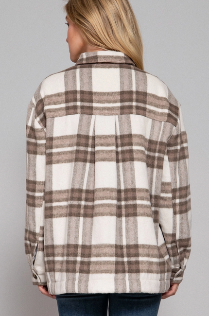 Inside Faux Fur Brushed Plaid Jacket