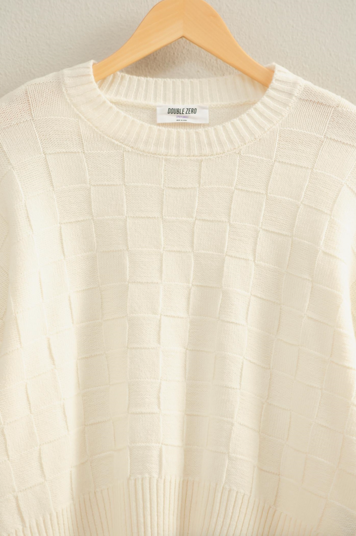 Long Sleeve Square Texture Sweater