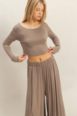 Long-Sleeve Crop Top and Maxi Pants Set