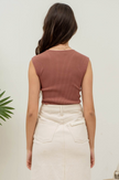 Scoop Sweetheart Neck Rib Knit Top
