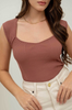 Scoop Sweetheart Neck Rib Knit Top