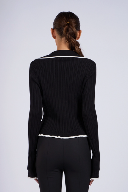 Collared Knit Sweater Cardigan