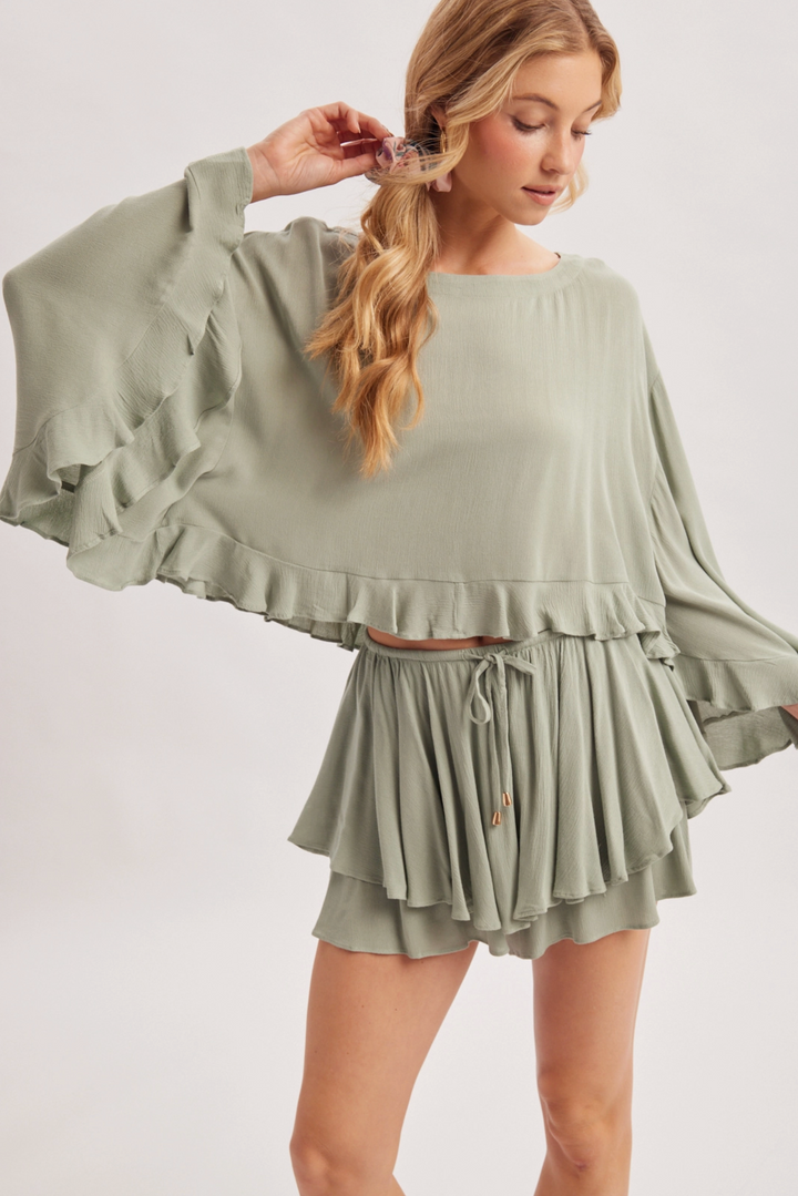 Sage Breeze Flutter Top