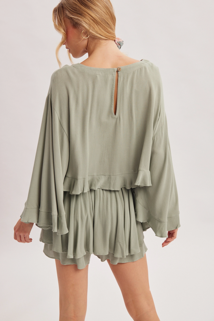 Sage Breeze Flutter Top