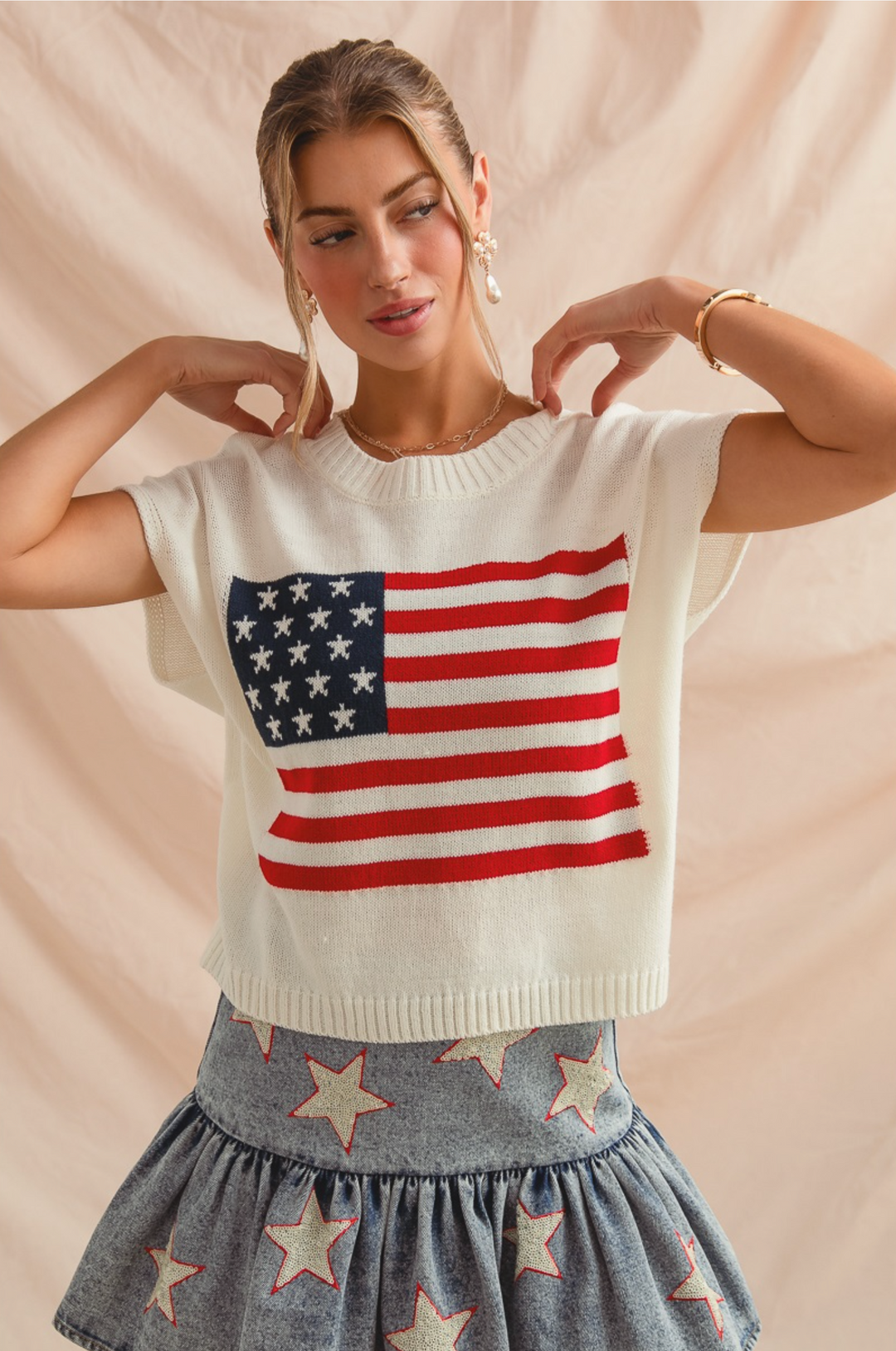USA Flag Knit Top