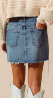 Denim Mini Skirt With Frayed Hem