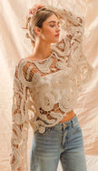 Crochet Lace Top With Flared Sleeves