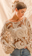 Crochet Lace Top With Flared Sleeves